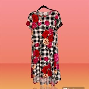 LuLaRoe Floral and checkered Dress